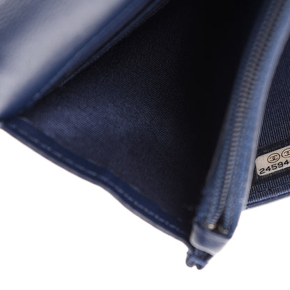 Chanel Lambskin Quilted Boy Wallet On Chain WOC Navy Blue 10 of 13
