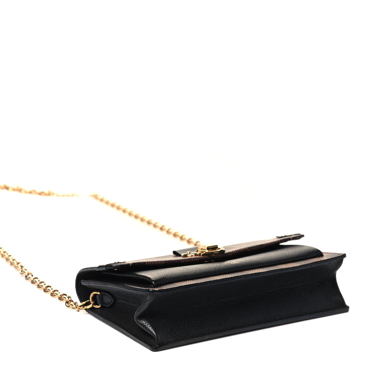 Louis Vuitton Damier Ebene Vavin Chain Wallet Black 3 of 4