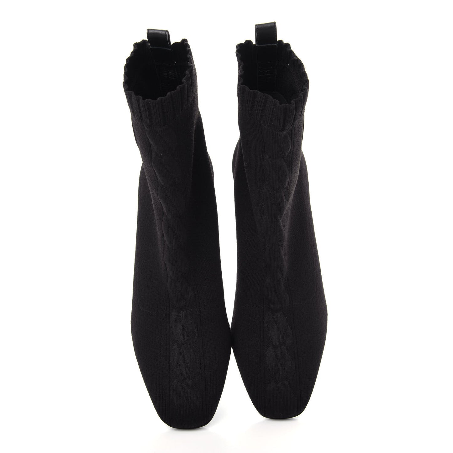 Knit Calfskin Volver Ankle Boots 36 Black