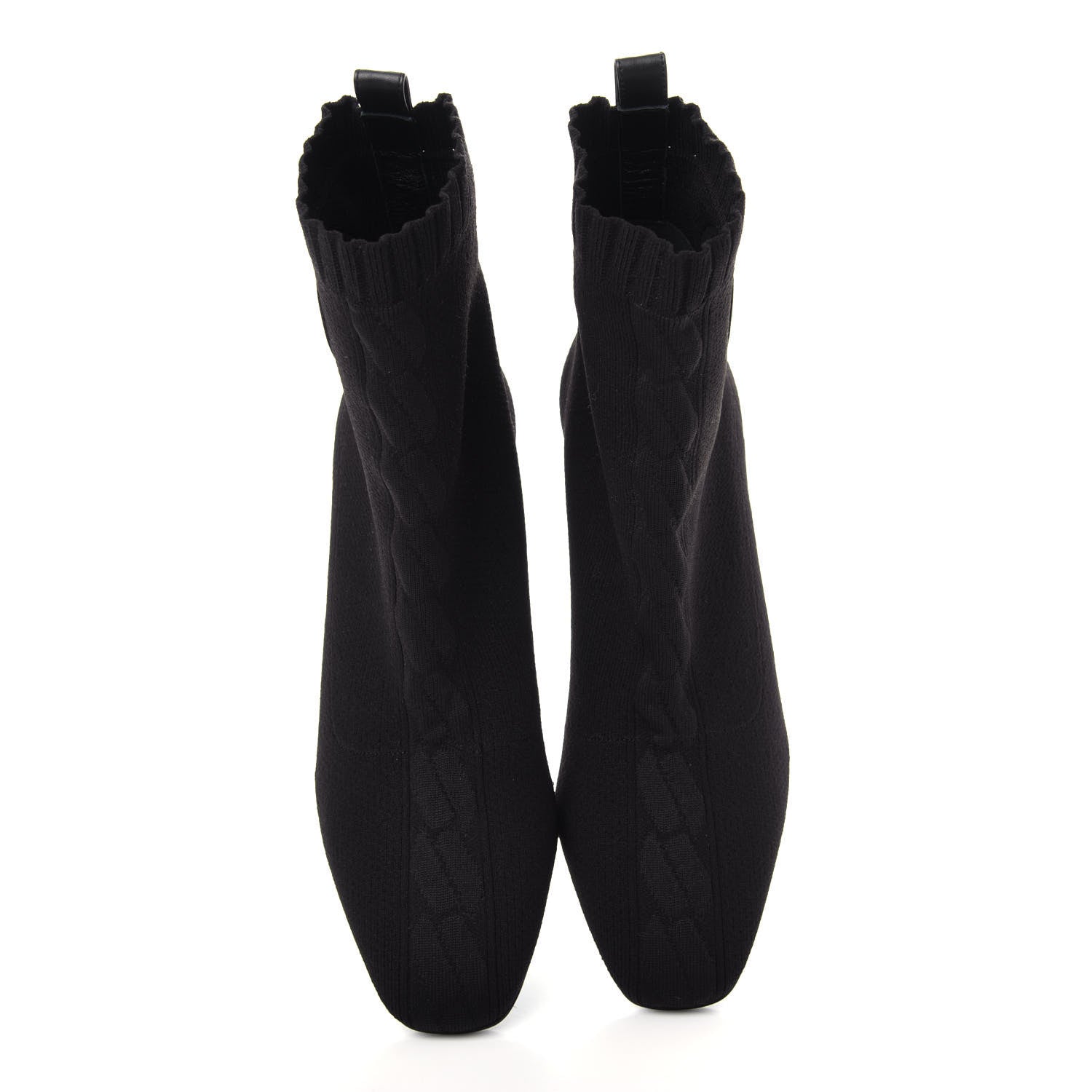 Hermes Knit Calfskin Volver Ankle Boots 36 Black 5 of 10