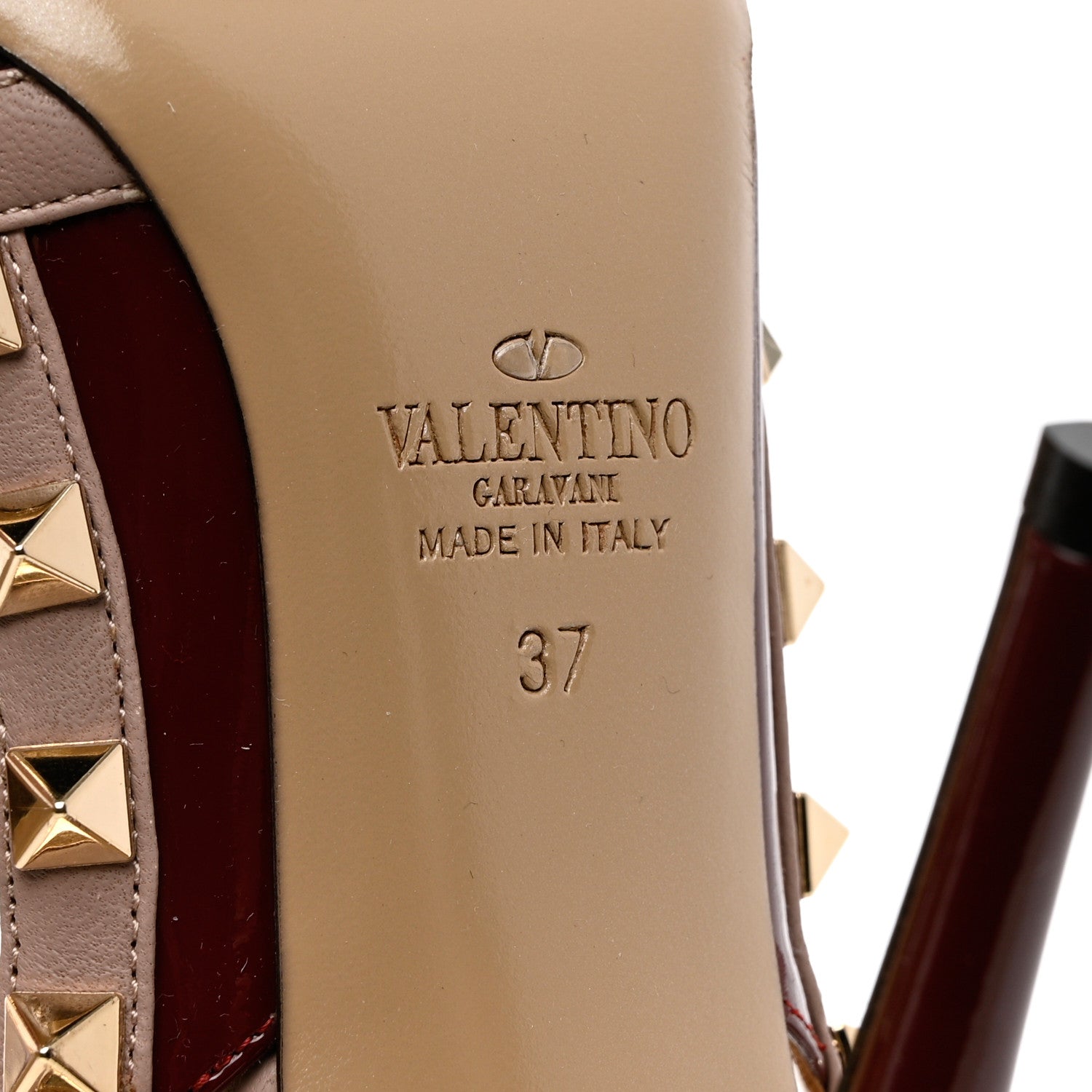 Valentino Garavani Patent Nappa Rockstud Ankle Strap 100mm Pumps 37 Rubin Poudre 7 of 8