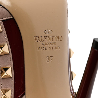 Valentino Garavani Patent Nappa Rockstud Ankle Strap 100mm Pumps 37 Rubin Poudre 7 of 8
