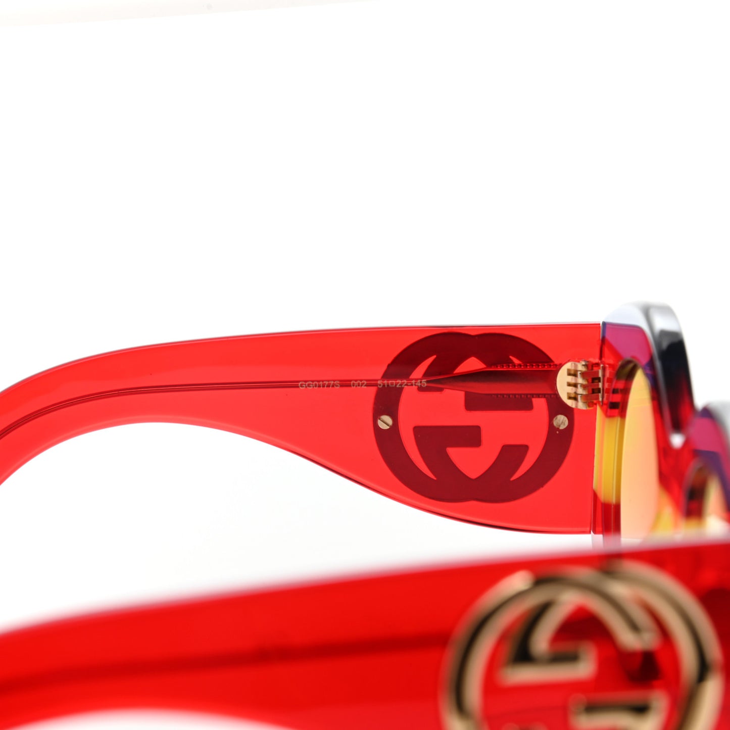Acetate Round Frame Sunglasses GG0177S Blue Red Yellow