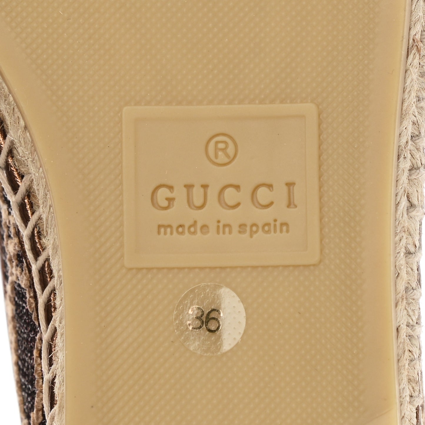 Lame Nappa GG Monogram Espadrilles 36 Brown Beige Light Bronze