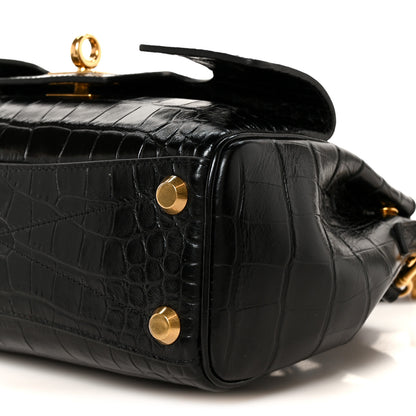 Balenciaga Calfskin Crocodile Embossed Mini Bel Air Carry All Bag Black 12 of 12