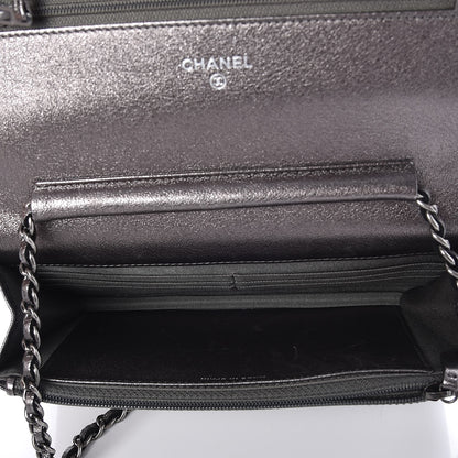 Chanel Metallic Lambskin Quilted Reissue Wallet On Chain WOC Dark Silver 5 of 9
