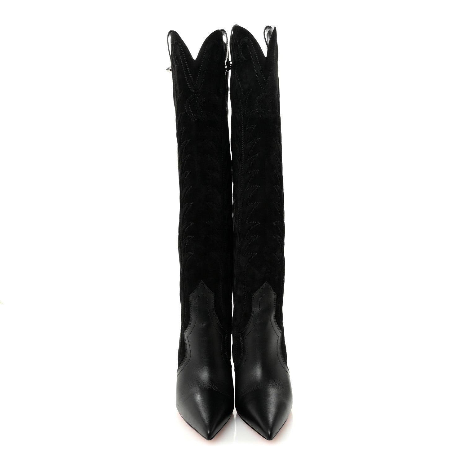 Christian Louboutin Calfskin Veau Velours Santia Botta 85 Tall Boots 39 Black 2 of 11