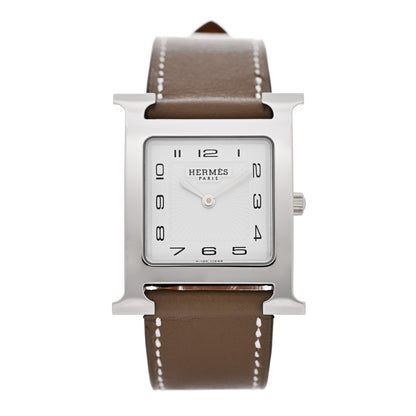 Hermes Stainless Steel Swift 26mm Heure H Hour Quartz Watch Etoupe 1 of 6
