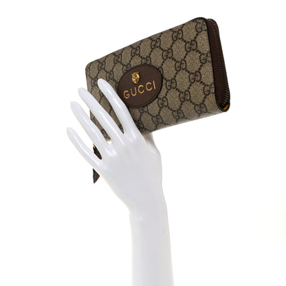 Gucci GG Supreme Monogram Neo Vintage Zip Around Wallet Beige Crop New Acero 2 of 8