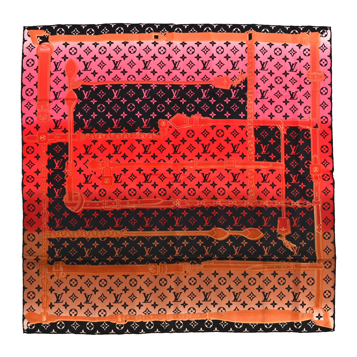 Louis Vuitton Silk Monogram Rising Confidential Square Scarf 70 Beige Multicolor 1 of 6