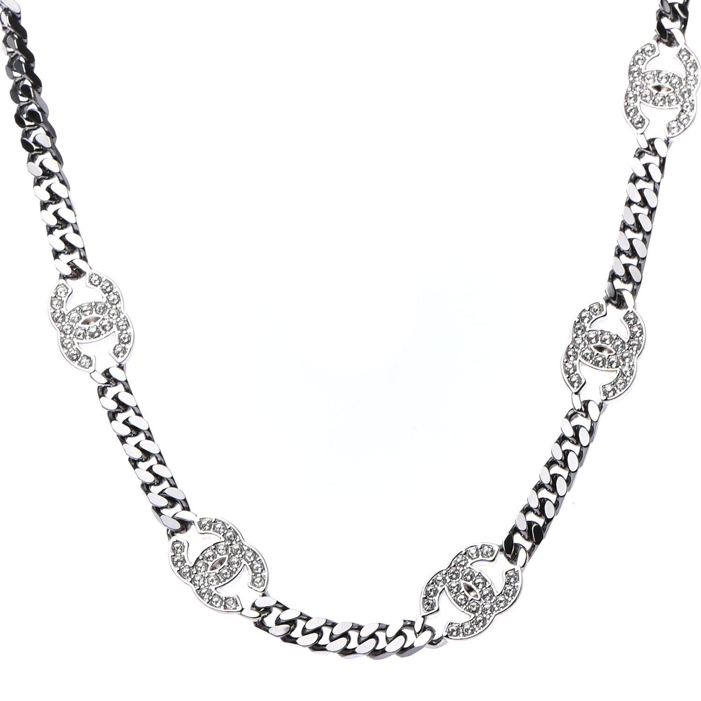 Ruthenium Crystal Chain CC Choker Silver