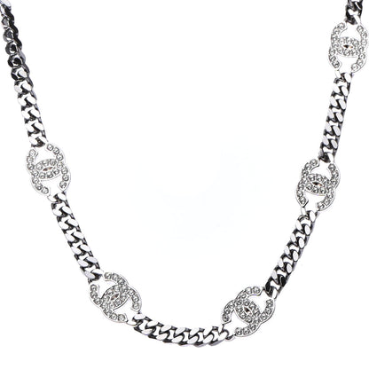 Chanel Ruthenium Crystal Chain CC Choker Silver 1 of 4