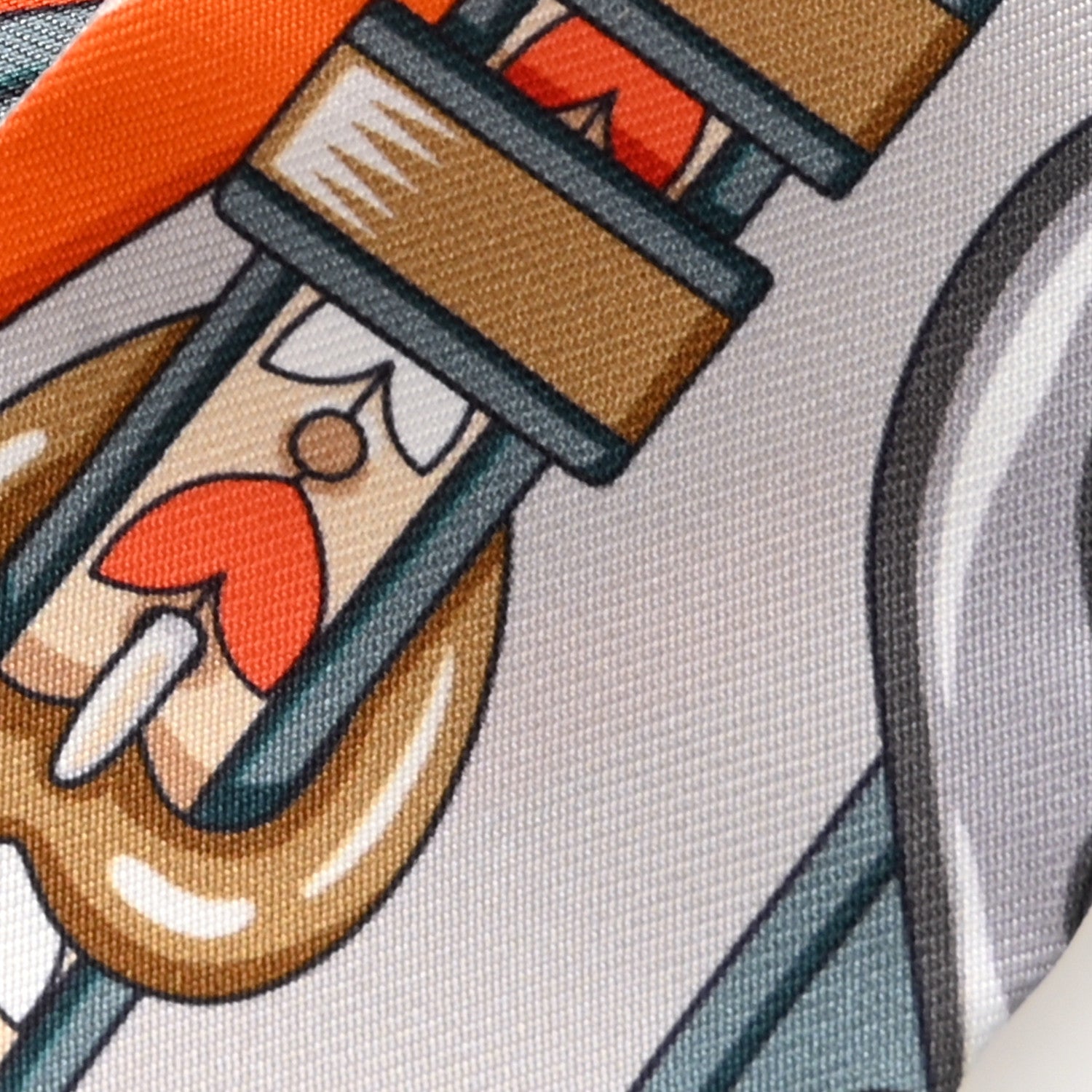 Hermes Silk Harnais De Coeur Twilly Gris Perle Orange Gris Bleute 3 of 4
