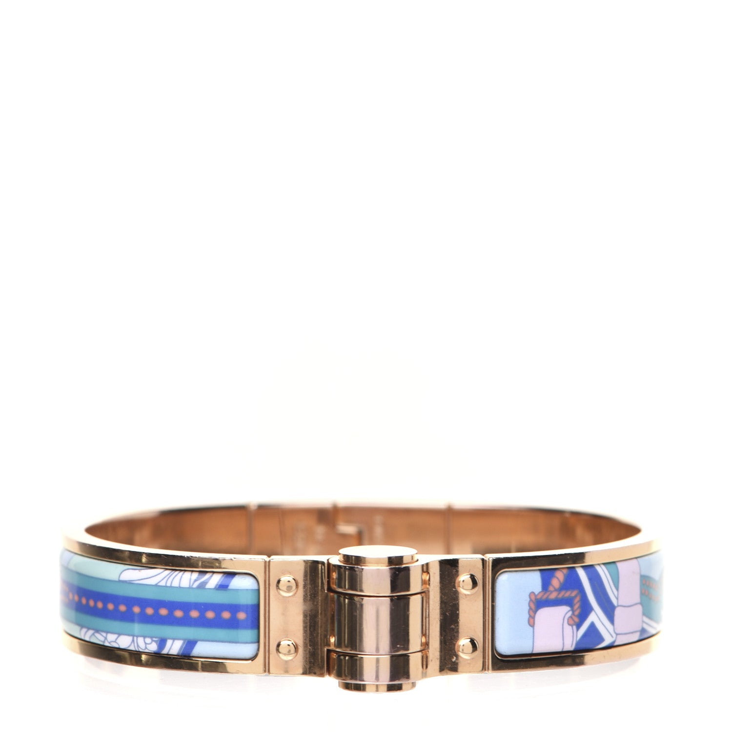 Hermes Enamel Printed Narrow Hinged Bracelet S 1 of 11
