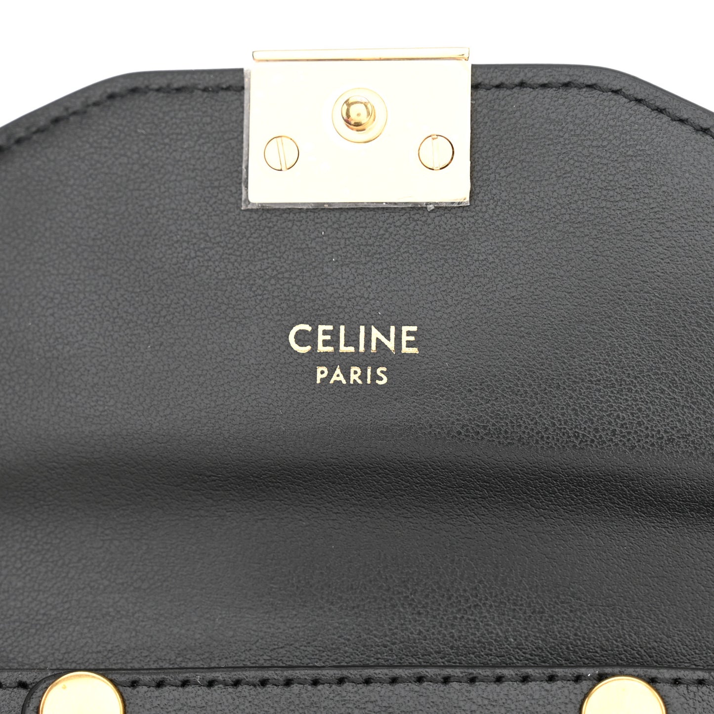 Shiny Smooth Calfskin C Phone Holder Wallet On Chain Bag Black