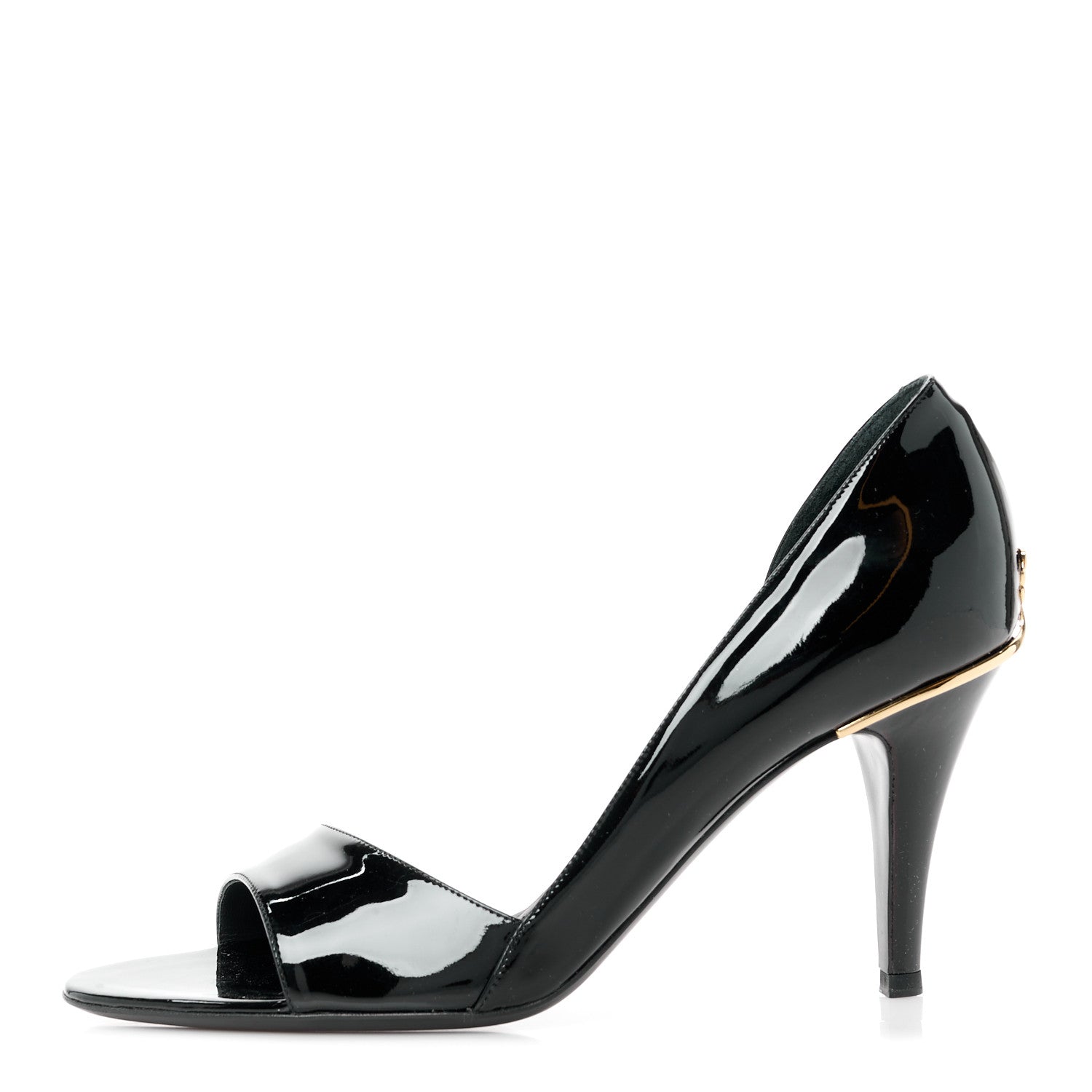 Chanel Patent CC Peep Toe Pumps 39 Black 1 of 9