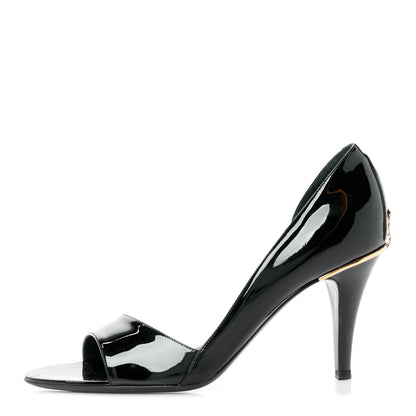 Chanel Patent CC Peep Toe Pumps 39 Black 1 of 9