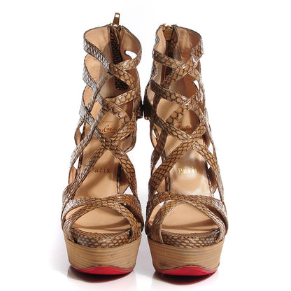 Christian Louboutin Python Balota 150 Platform Sandals 38.5 Beige 2 of 6