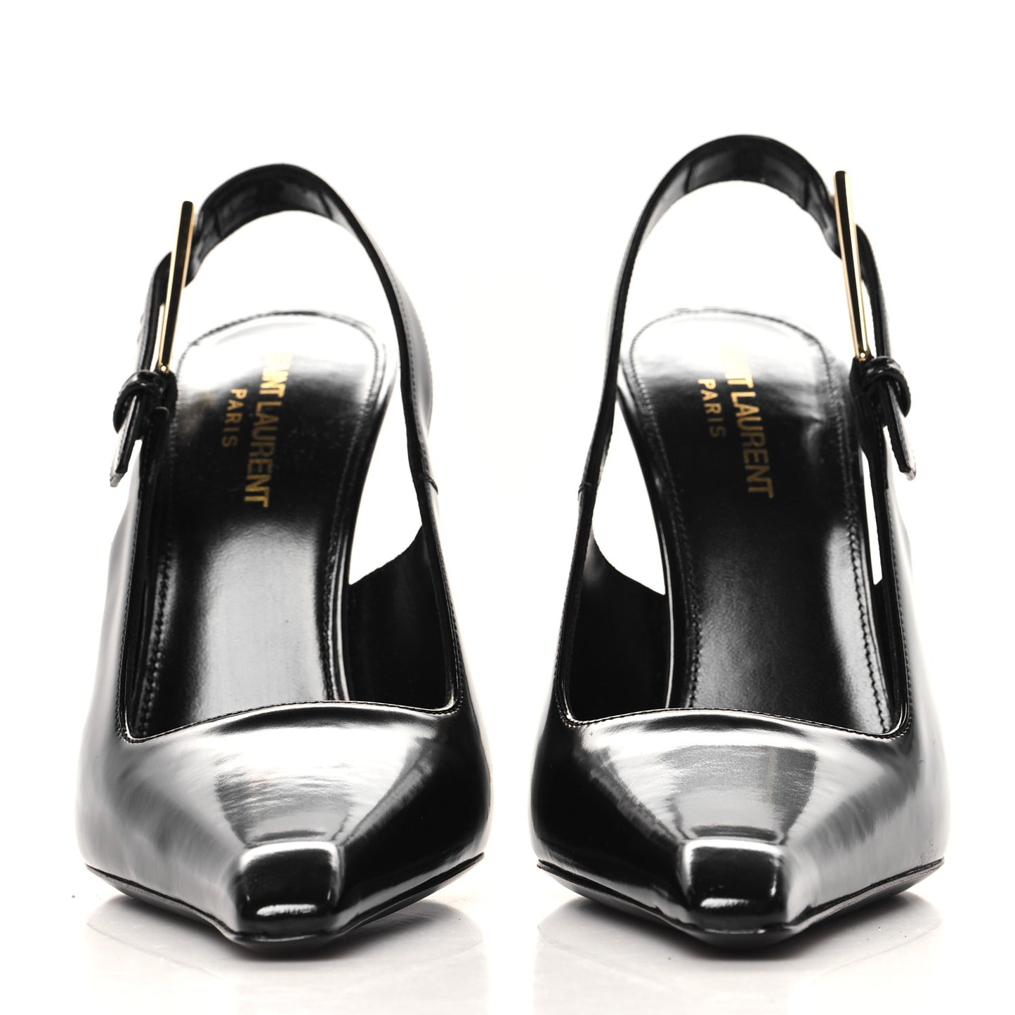 Glazed Calfskin Lee Slingback Pumps 38 Black