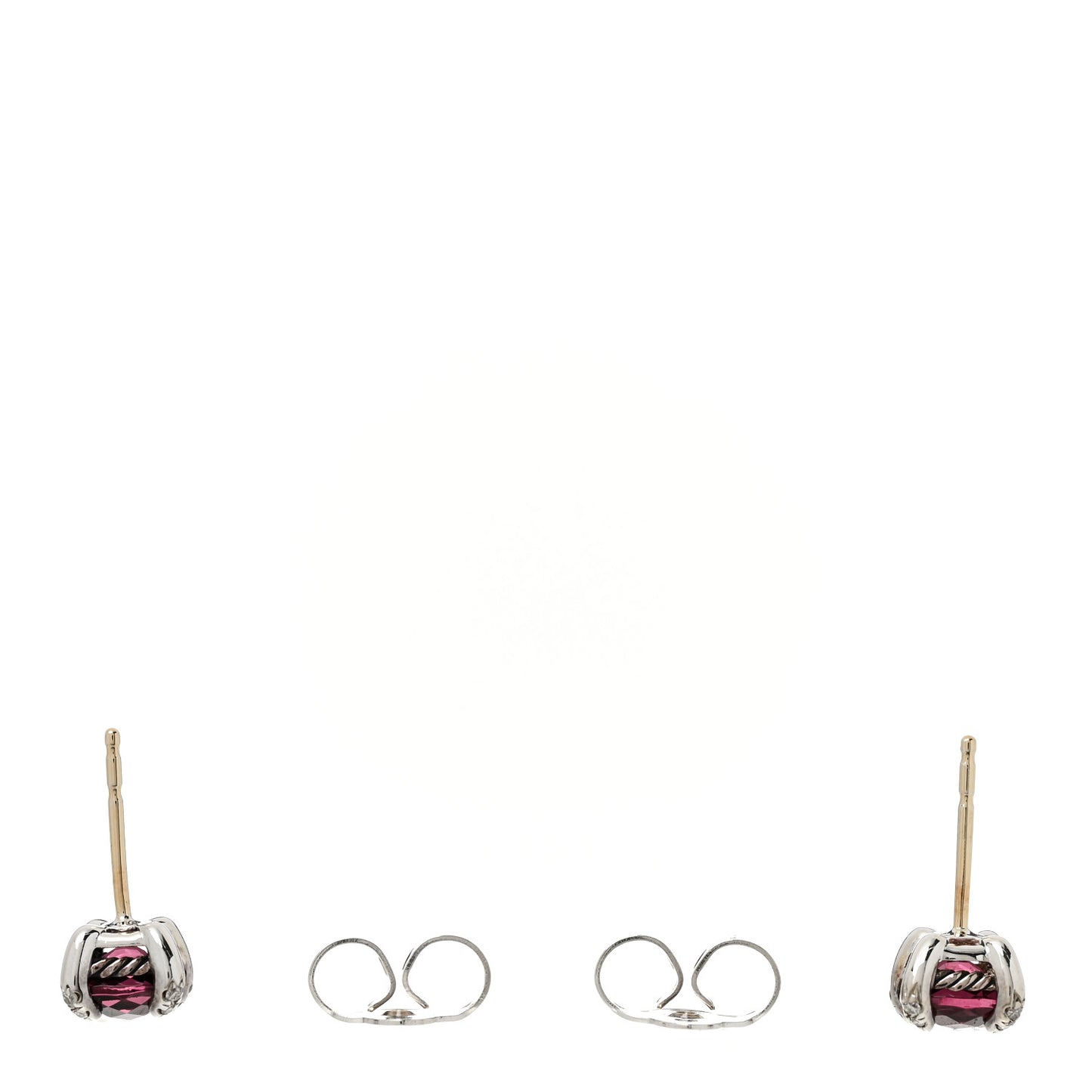 Sterling Silver Diamond Rhodolite Petite Chatelaine Earrings