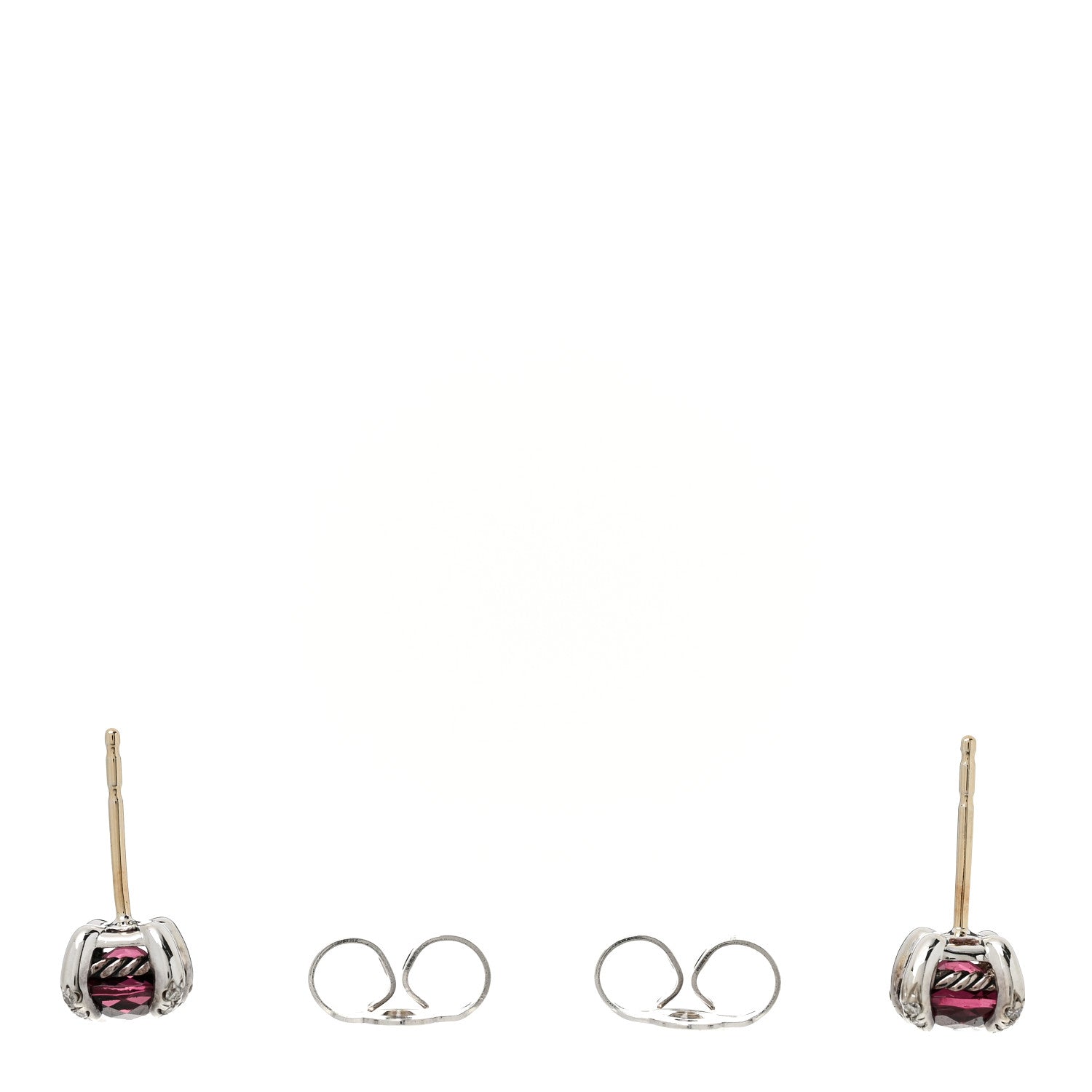 David Yurman Sterling Silver Diamond Rhodolite Petite Chatelaine Earrings 3 of 4