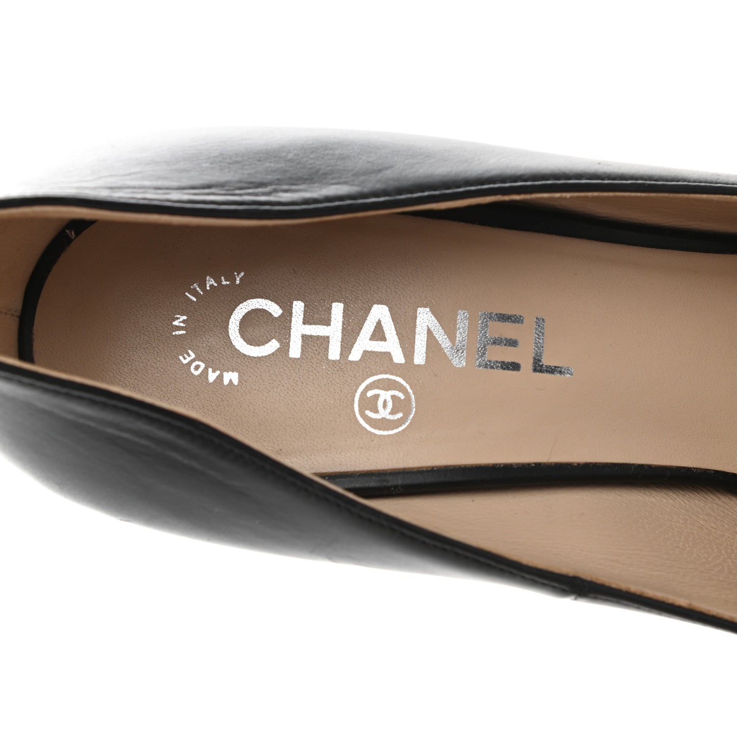 Calfskin CC Cap Toe Platform Chain Pumps 39 Black
