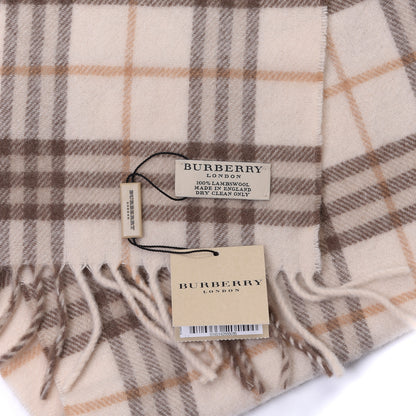 Burberry Lambswool Check Fringe Scarf Beige 4 of 4