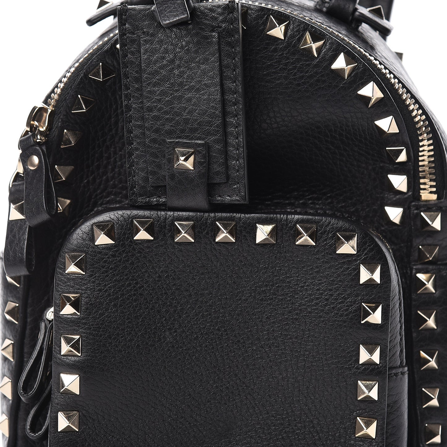 Pebbled Calfskin Mini Rockstud Backpack Black