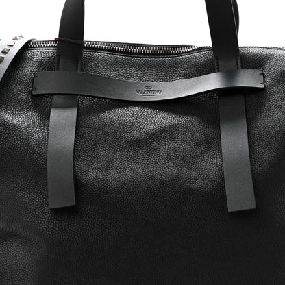 Valentino Garavani Grained Calfskin Rockstud Travel Tote Bag Black 7 of 9