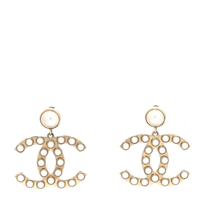 Chanel Metal Pearl CC Dangle Earrings Gold 1 of 4