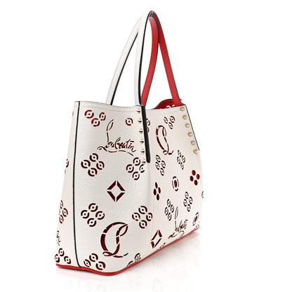 Christian Louboutin Calfskin Perforated Small Loubinthesky Cabarock Spikes Tote Snow 3 of 8