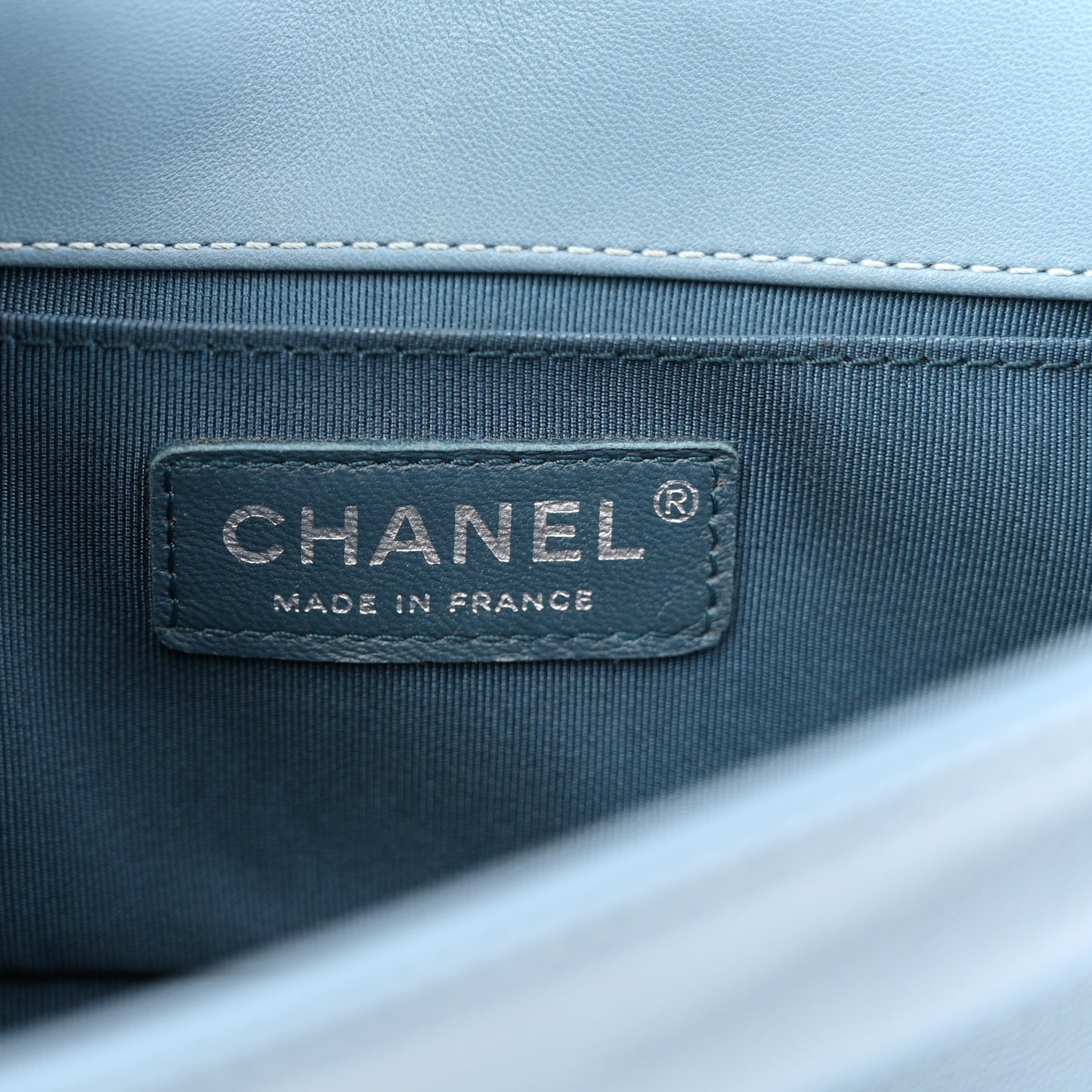 Lambskin Quilted Small Boy Flap Light Blue