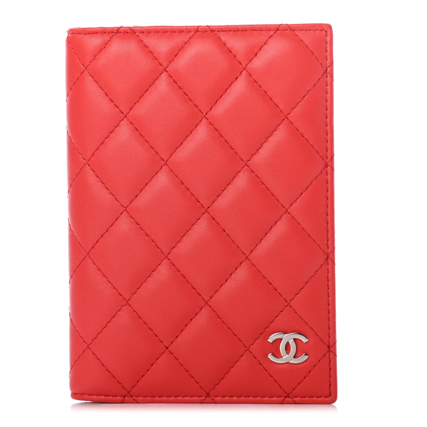 Lambskin Quilted Passport Holder Red