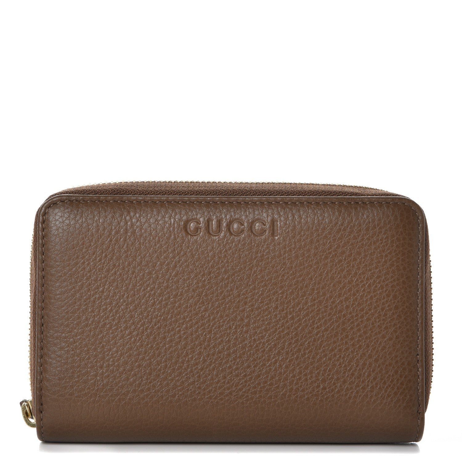 Gucci Pebbled Calfskin Zip Around Wallet Maple Brown 1 of 9