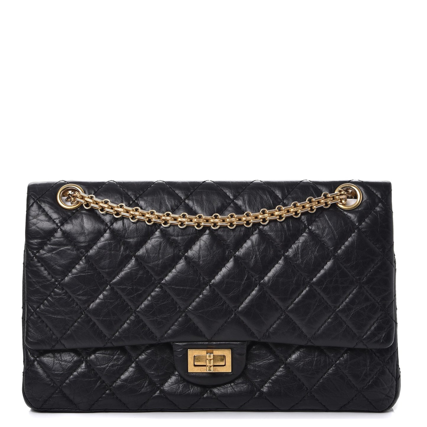 Aged Calfskin Quilted 2.55 Reissue 226 Flap Black