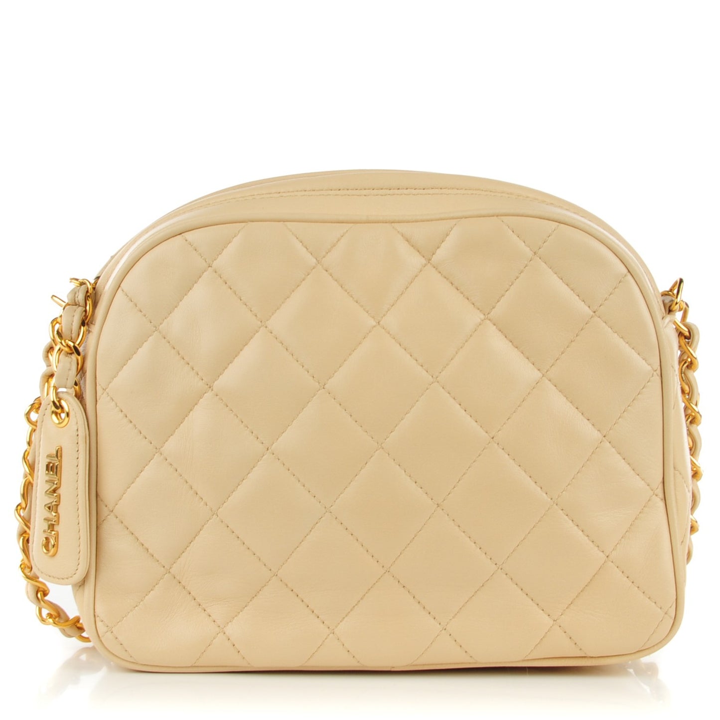 Lambskin Quilted Camera Case Beige