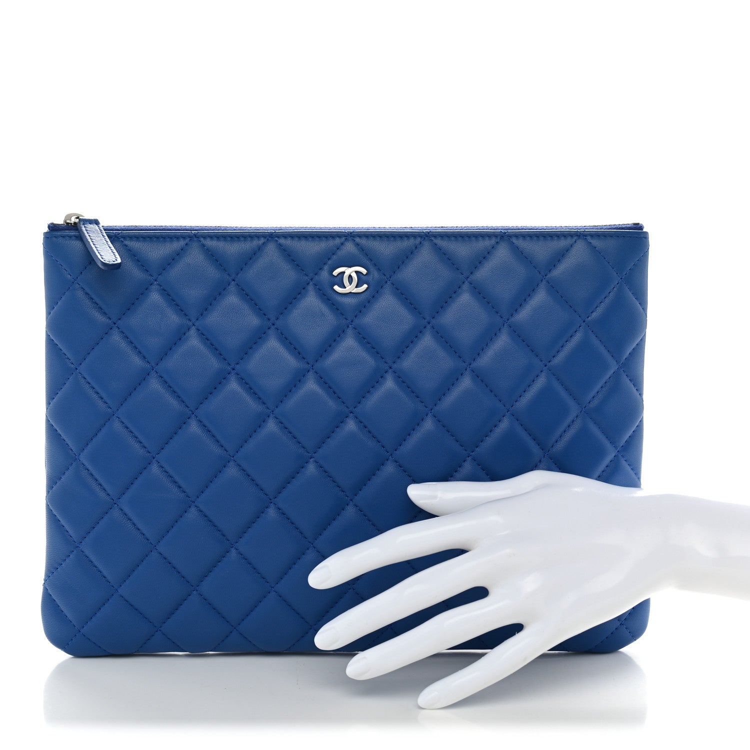 Chanel Lambskin Quilted Medium Cosmetic Case Blue 2 of 7