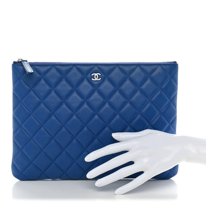 Chanel Lambskin Quilted Medium Cosmetic Case Blue 2 of 7