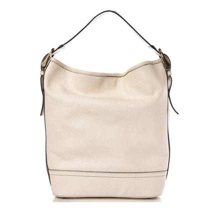 Burberry Calfskin Stripe Bucket Hobo Bag Off White 1 of 19