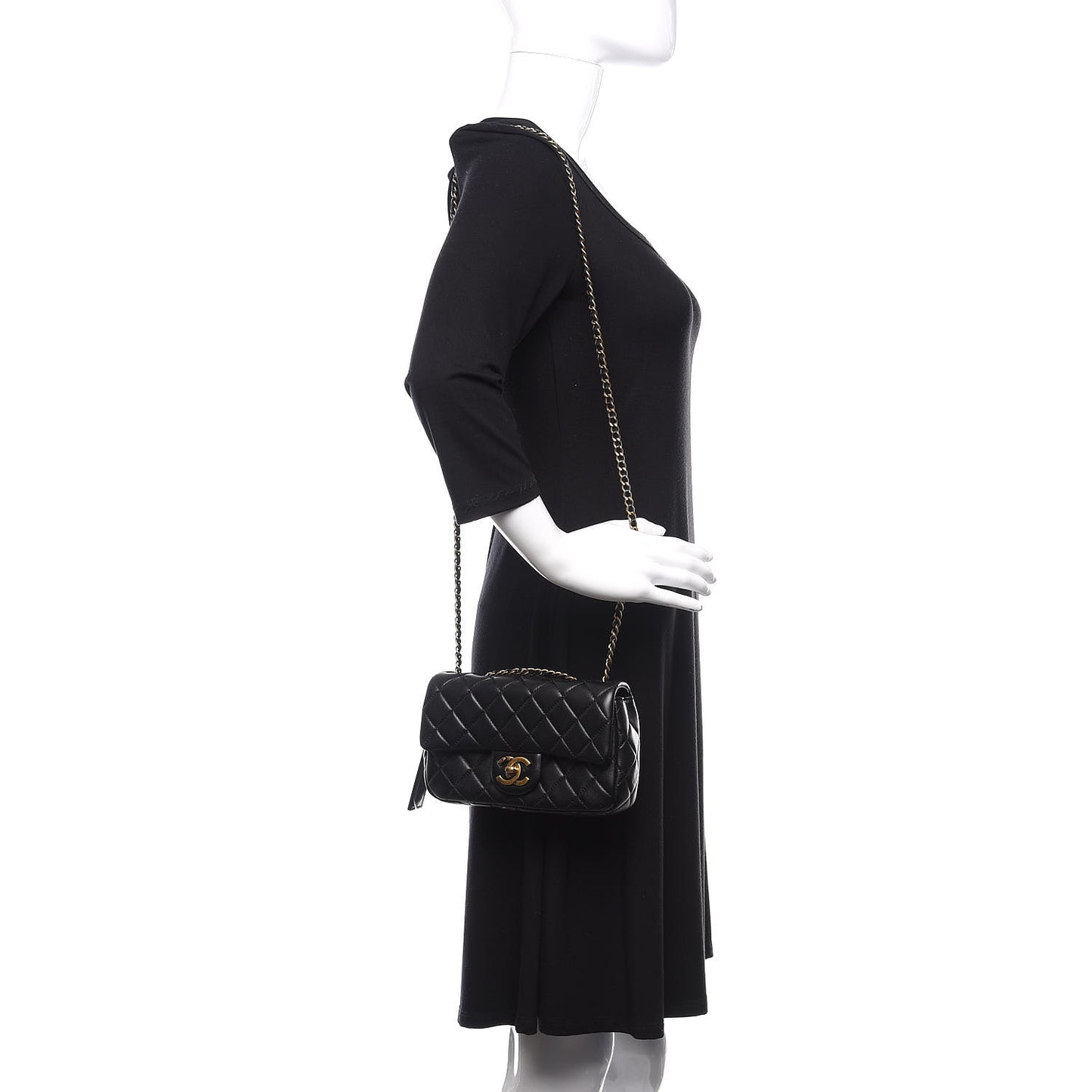 Lambskin Small Grocery By Chanel Flap Black