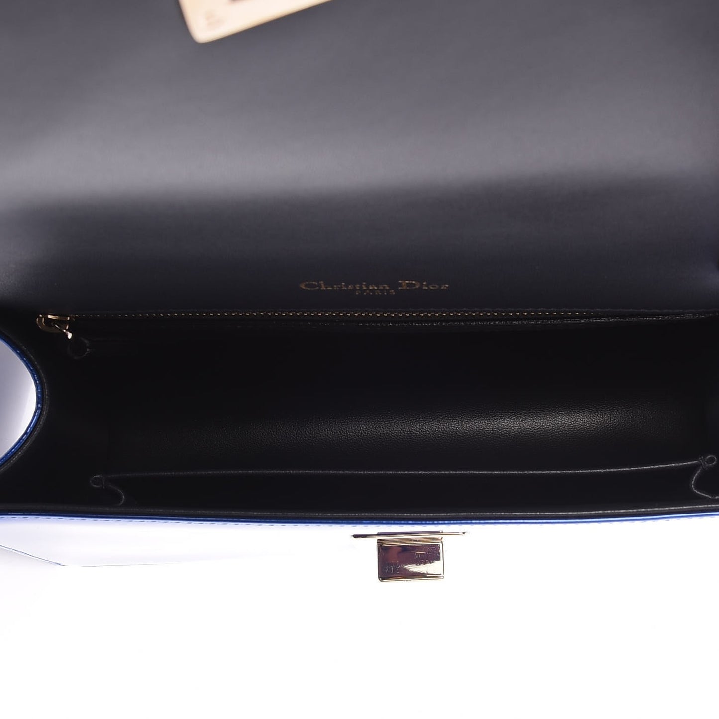 Metallic Patent Micro-Cannage Medium Diorama Flap Bag Blue