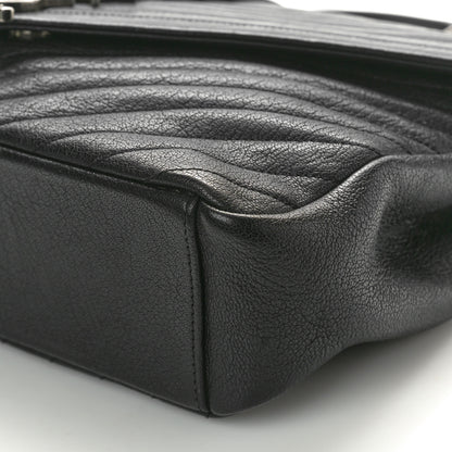 Saint Laurent Sheepskin Matelasse Chevron Monogram Large College Satchel Black Tulip 11 of 12