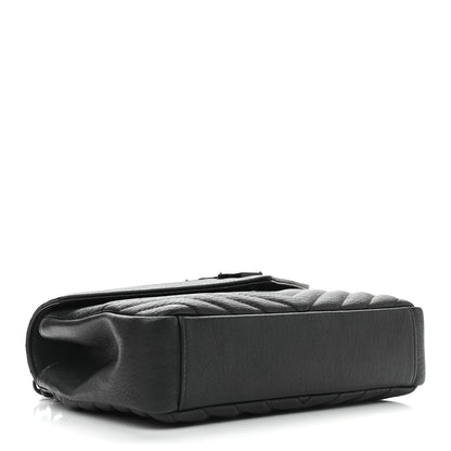Saint Laurent Sheepskin Matelasse Chevron Monogram Monochrome Medium College Bag Black 4 of 9