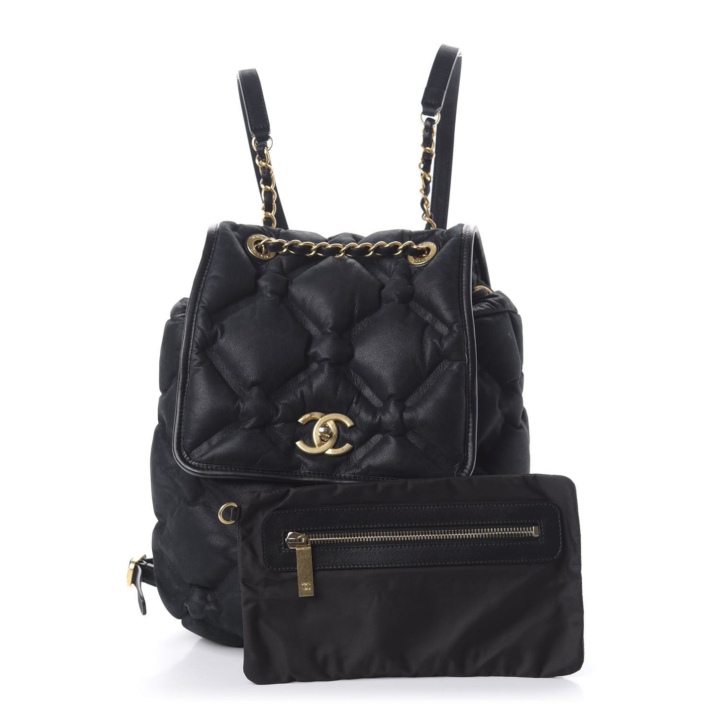 Iridescent Calfskin Quilted Chesterfield Backpack Black