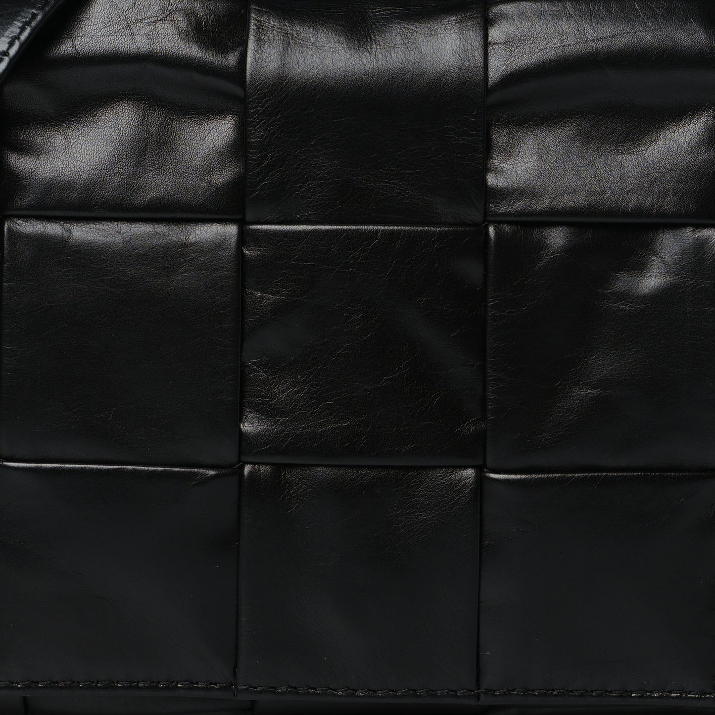 Paper Calfskin Maxi Intreccio Cassette Crossbody Bag Black