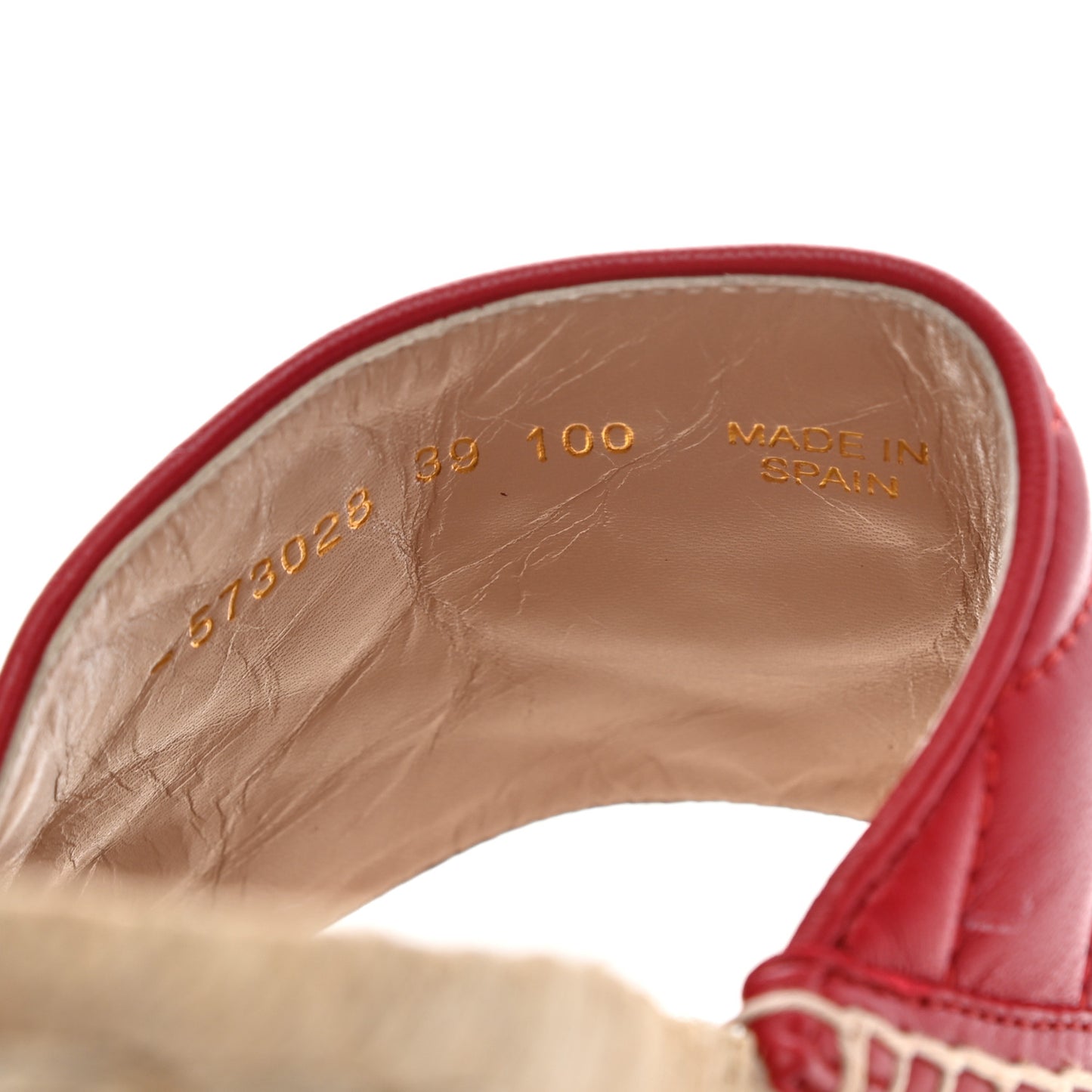 Nappa Matelasse GG Marmont Espadrille Slide Sandals 39 Hibiscus Red