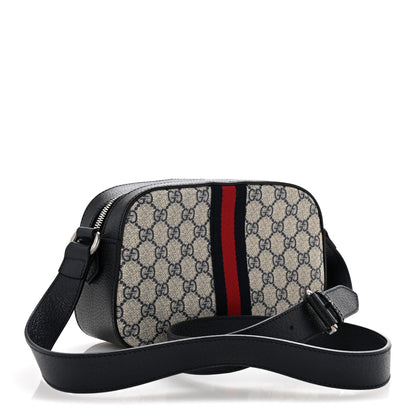 Gucci GG Supreme Monogram Textured Dollar Calfskin Web Small Ophidia Camera Bag Beige Blue 3 of 10