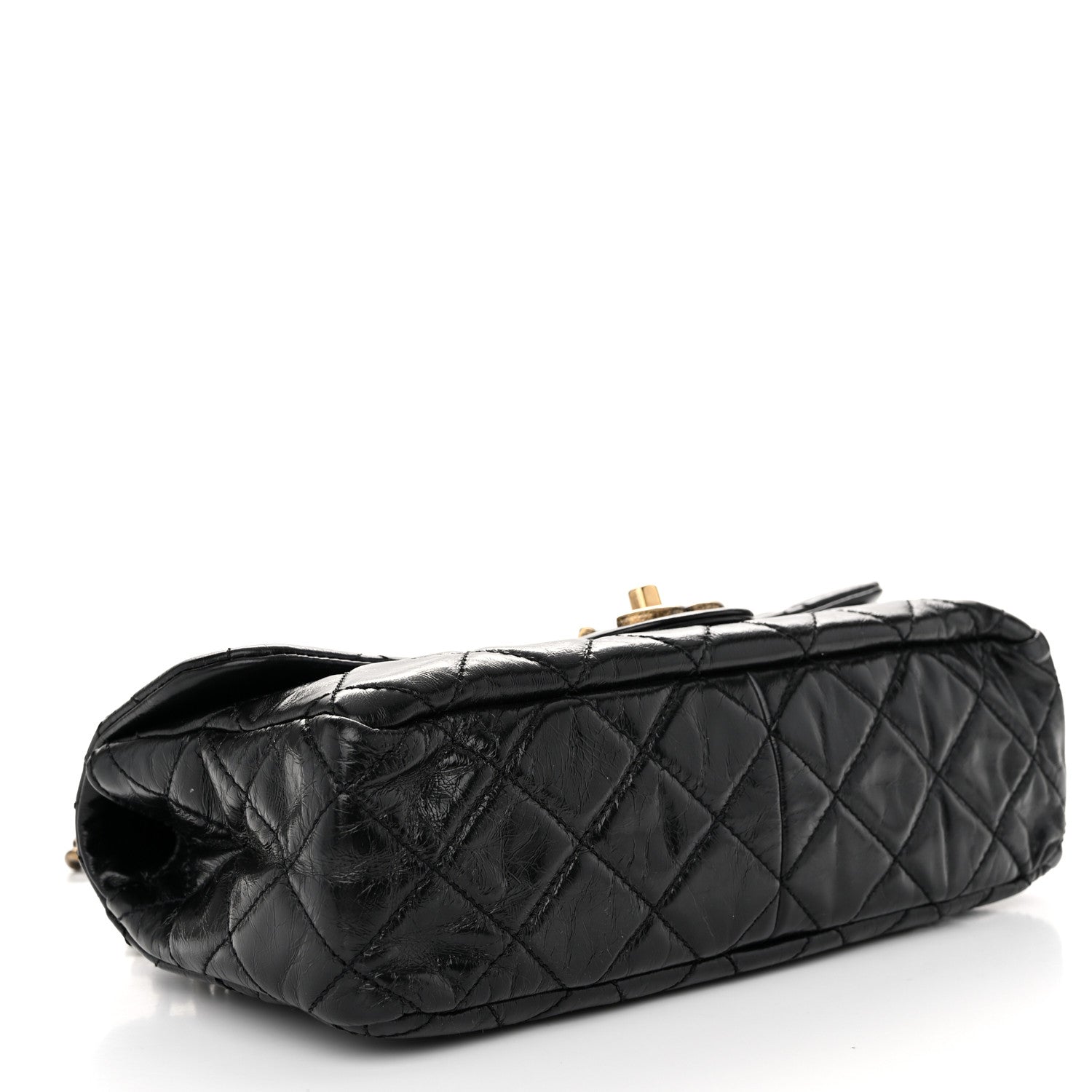 Chanel Glazed Calfskin Quilted Small Castle Rock Flap Black Burgundy 4 of 9