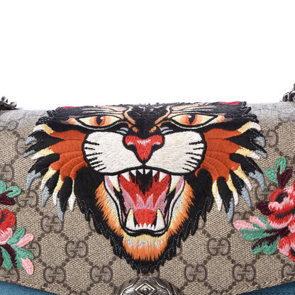 Gucci GG Supreme Monogram Angry Cat Embroidered Medium Dionysus Shoulder Bag Beige Ultramarine 9 of 9