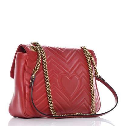 Gucci Calfskin Matelasse Medium GG Marmont Shoulder Bag Hibiscus Red 4 of 20